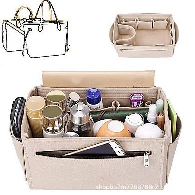 Felt Purse Organizer Insert with Multiple Pockets and Zipper Compartment