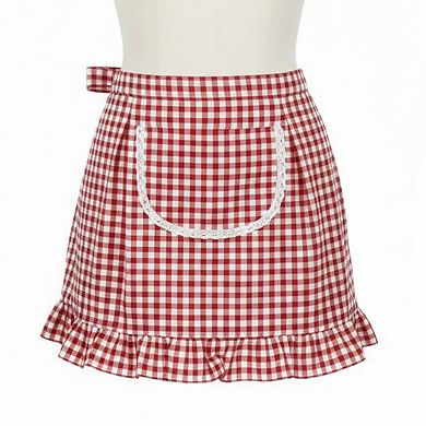 3-Piece Decorative Waist Apron Set with Ruffle Trim Pocket and Adjustable Ties