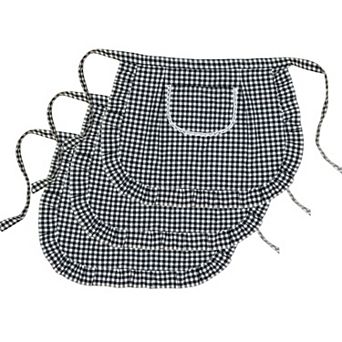 3 pc Decorative Waist Apron Set with Ruffle Trim Pocket and Adjustable Ties