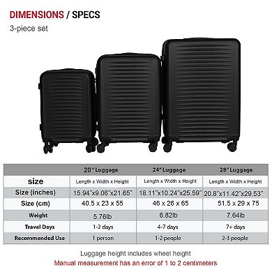 3-Piece Hardside Spinner Luggage Set