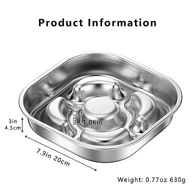 Stainless Steel Slow Feeder Dog Bowl with Raised Center Design and Easy Clean Interior
