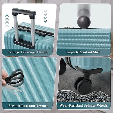 3-Piece ABS Hardside Luggage Set, 20"24"12" with TSA Locks & Spinner Wheels