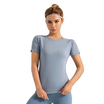 Women's Workout Crop Tops Mesh Short Sleeve Shirts for Running Gym Yoga Athletic Exercise