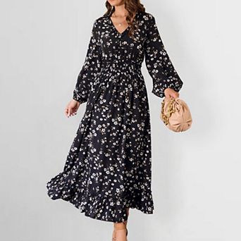 Women's Floral Print Maxi Dress Ditsy Floral Long Dress Casual Summer Beach Boho Dress