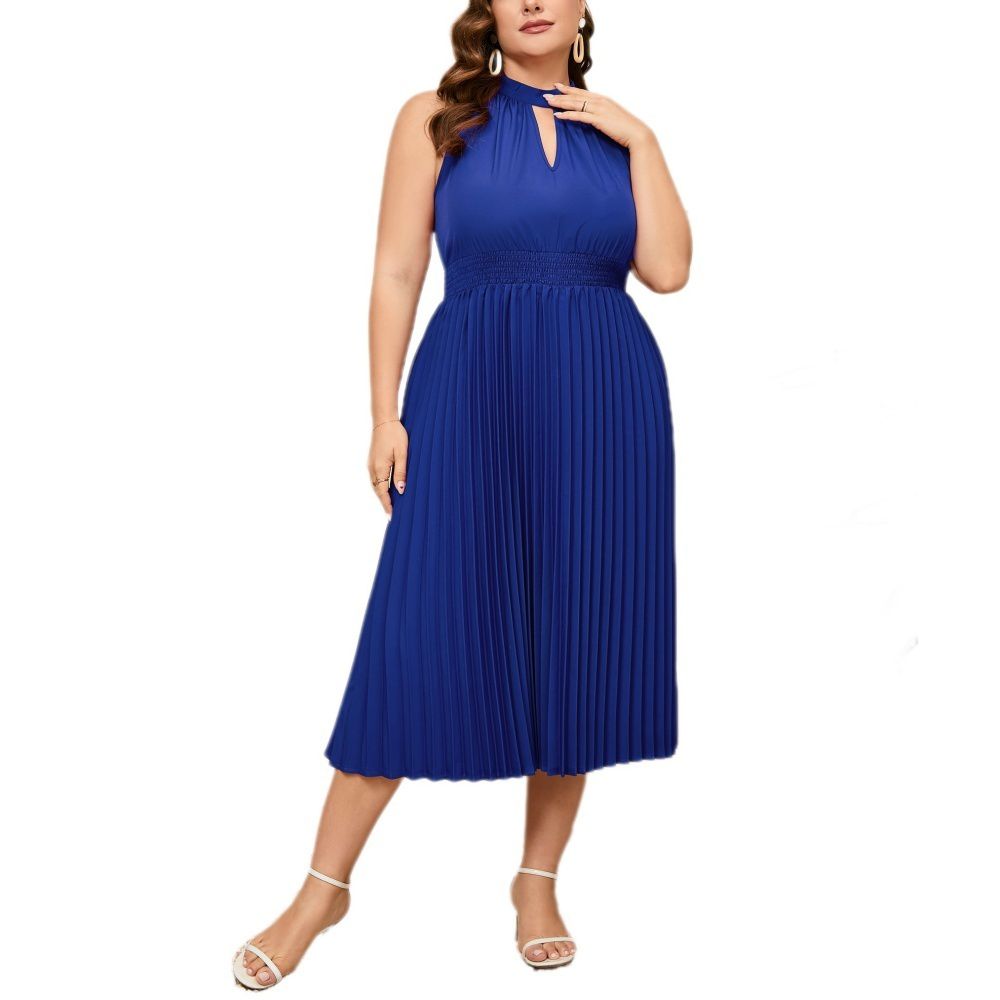 Женские платья Plus Halter Midi Dress Smocked Waist Pleated Skirt Summer Casual Formal Cocktail Party
