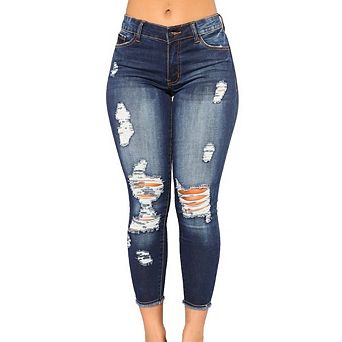 Women's Skinny Ripped Causal Jeans Distressed Stretchy Denim Pants for Work Office