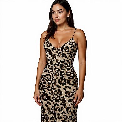 Women’s Sleeveless Neon Club Bodycon Midi Dress