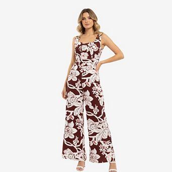 Artyska Women’s Floral Sleeveless Wide-Leg Jumpsuit with Tie-Back Detail