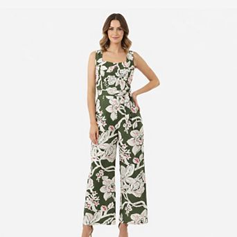 Artyska Women’s Floral Sleeveless Wide-Leg Jumpsuit with Tie-Back Detail