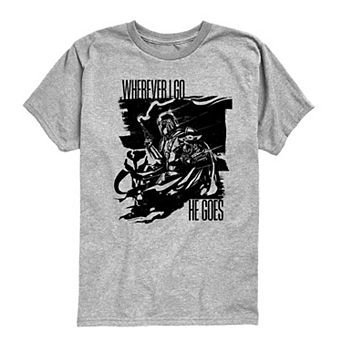 Boys 8-20 The Mandalorian & Grogu Wherever I Go, He Goes Graphic Tee