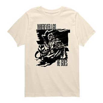 Boys 8-20 The Mandalorian & Grogu Wherever I Go, He Goes Graphic Tee
