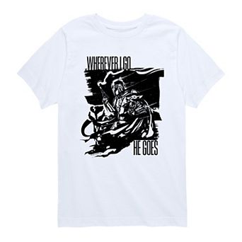 Boys 8-20 The Mandalorian & Grogu Wherever I Go, He Goes Graphic Tee
