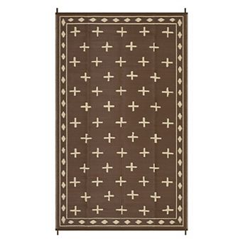 FairOnly Plastic Straw Geometric Outdoor Rug Reversible Water Proof Carpet for Beach Patio RV