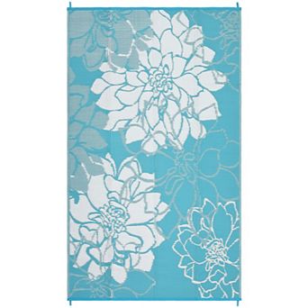FairOnly UV-Resistant Flower Pattern Modern Reversible Outdoor Rug for Patio Gardern Beach