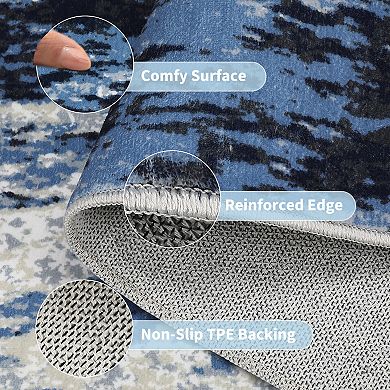 FairOnly Modern Abstract Area Rug Machine Washable Non Slip Stain Resistant Rug for Bedroom Laundry