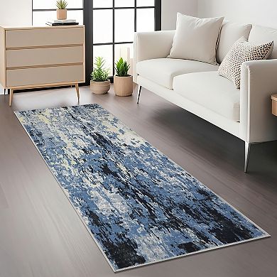 FairOnly Modern Abstract Area Rug Machine Washable Non Slip Stain Resistant Rug for Bedroom Laundry