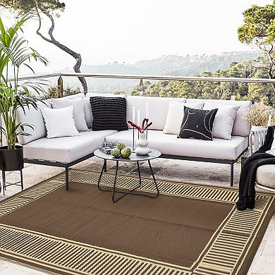 FairOnly Modern Stain Resistant Foldable Geometric Outdoor Rug for RV trip Picnic Patio Pool