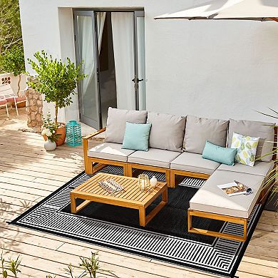 FairOnly Modern Stain Resistant Foldable Geometric Outdoor Rug for RV trip Picnic Patio Pool