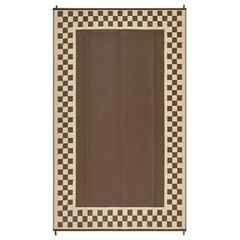 Garvee Geometric Outdoor Rug with Square Grid Frame Reversible UV ResistanceRug for RV Picnic Beach