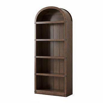 5 tier Bookshelf Arched, 71.65 in Bookcase Arched Display Racks, Standing Bookshelves