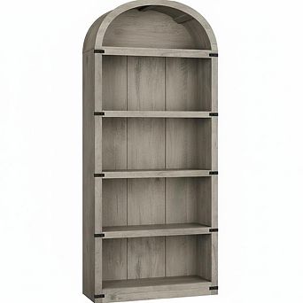 5 tier Bookshelf Arched, 71.65 in Bookcase Arched Display Racks, Standing Bookshelves