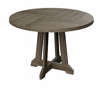 47" Round Dining Table, Wooden Pedestal Base Dining Room Table Seats 4-6 People