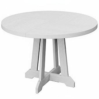 47" Round Dining Table, Wooden Pedestal Base Dining Room Table Seats 4-6 People