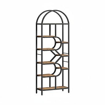 6 tier Arched Bookshelf, 82" Tall Modern Bookcase with Geometric Metal Frame,for Living Room
