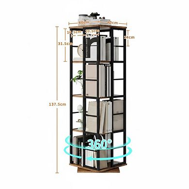 Corner rotating bookshelf, 360 degree bookshelf storage rack, suitable for small spaces