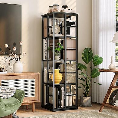 Corner rotating bookshelf, 360 degree bookshelf storage rack, suitable for small spaces