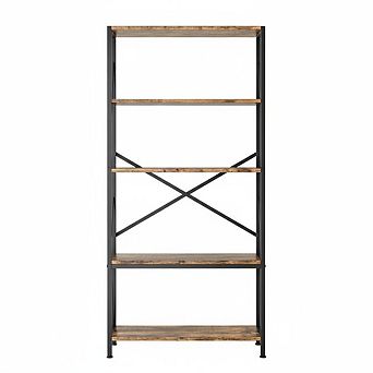Industrial Bookshelf 6 tier Tall Bookcase Vintage Standing Bookshelves - Metal Frame
