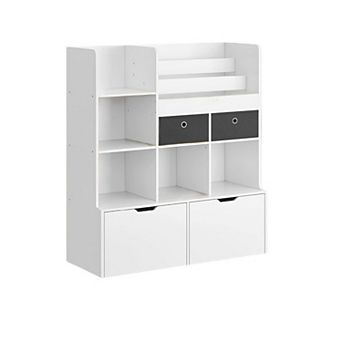 Toy Storage Organizer with Drawers Modern Bookcase with Cubbies Wooden Storage Cabinet