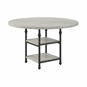 47" Round Wood Dining Table, Sturdy Pedestal Base Kitchen Table Seats 4-6