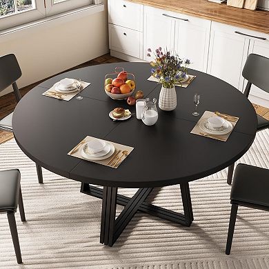 47 in Inch Round Dining Table for 4, Farmhouse Dining Room Circle Dinner Table,for Dining Room