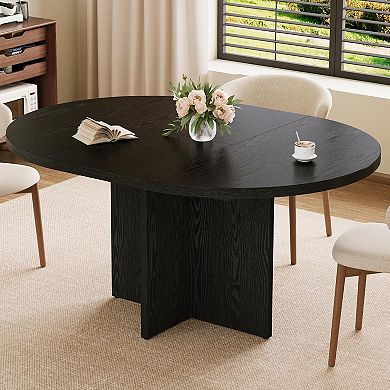 43.3"-59" Extendable Dining Table, Removable Leaves Round to Oval Kitchen Table, for Dining Room