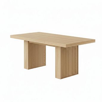 70.8" Modern Dining Table with Storage, Wood Kitchen Table with Sturdy Fluted Legs for Dining Room