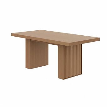 70.8" Modern Dining Table with Storage, Wood Kitchen Table with Sturdy Fluted Legs for Dining Room