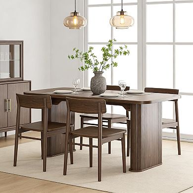 62" Modern Dining Table - Long Kitchen Table, Large Tabletop Heavy Duty Pedestal Legs