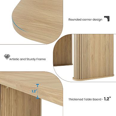 62" Modern Dining Table - Long Kitchen Table, Large Tabletop Heavy Duty Pedestal Legs