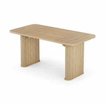 62" Modern Dining Table - Long Kitchen Table, Large Tabletop Heavy Duty Pedestal Legs