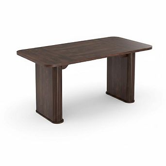 62" Modern Dining Table - Long Kitchen Table, Large Tabletop Heavy Duty Pedestal Legs