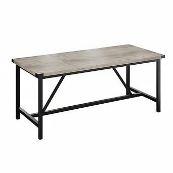 Modern Industrial Farmhouse Dining Table for 6-8,Large Rectangular Wood Top & Heavy-Duty Metal Legs