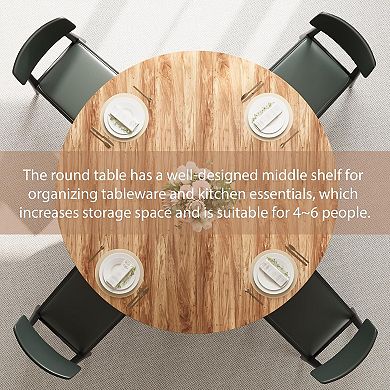 47 in Inch Round Dining Table for 4, Farmhouse Dining Room Circle Dinner Table,for Dining Room