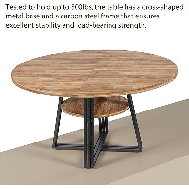 47 in Inch Round Dining Table for 4, Farmhouse Dining Room Circle Dinner Table,for Dining Room