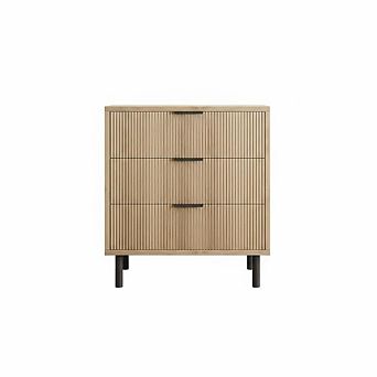 Wave Fluted 3 Drawer Dresser, 28'' Wide Chest of Drawers , Tall Wood Nightstand for Bedroom