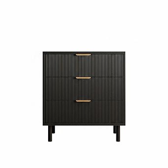Wave Fluted 3 Drawer Dresser, 28'' Wide Chest of Drawers , Tall Wood Nightstand for Bedroom