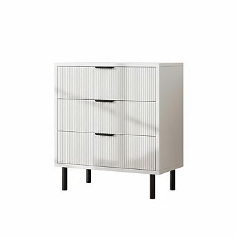 Wave Fluted 3 Drawer Dresser, 28'' Wide Chest of Drawers , Tall Wood Nightstand for Bedroom