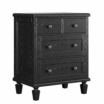 Vintage 4 Drawer Dresser with Tapered Legs, Wood Chest of Drawers for Bedroom, Living Room