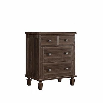 Vintage 4 Drawer Dresser with Tapered Legs, Wood Chest of Drawers for Bedroom, Living Room