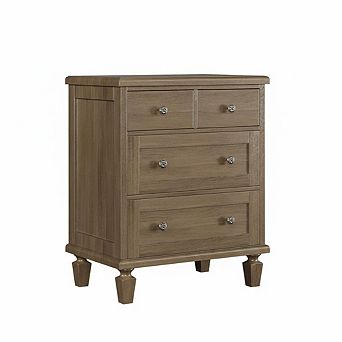 Vintage 4 Drawer Dresser with Tapered Legs, Wood Chest of Drawers for Bedroom, Living Room